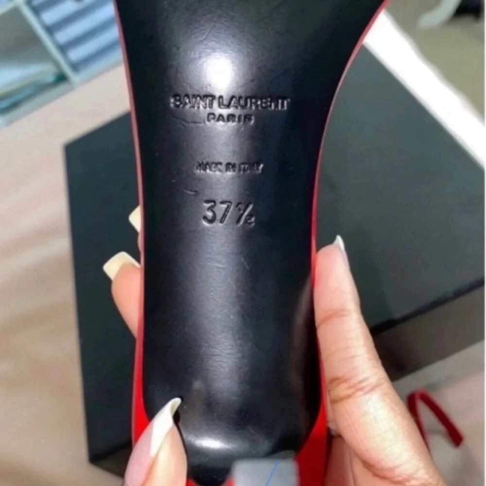 Saint Laurent Black and Red Heels 37.5 - Picture 4 of 7